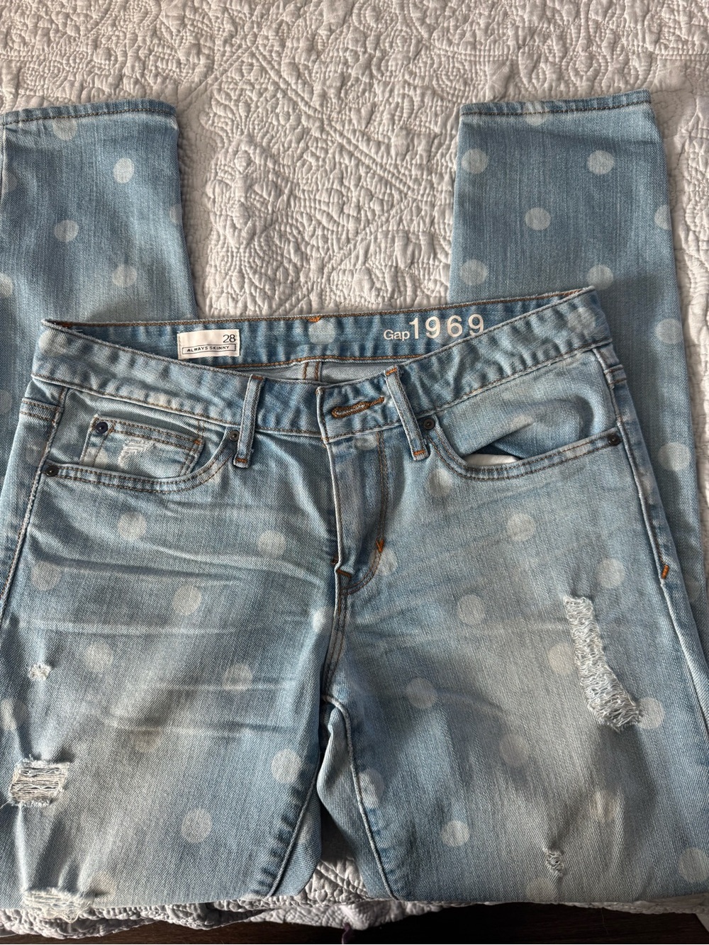 GAP Light Blue Polka Dot Cropped Jeans